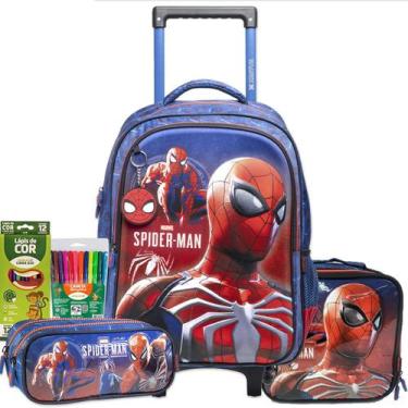 Imagem de Kit Completo Mochila Escolar Homem Aranha Licenciado Xeryus