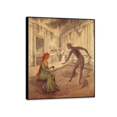 Imagem de SDYJ6GSW Remedios Varo pintura em tela folhas mortas pôster Remedios Varo decoração de casa surrealismo imagem de arte de parede para sala de estar quarto banheiro decoração de parede 100 x 50 cm (40