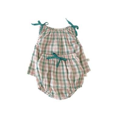 Imagem de Roupa de Verão para Bebê - Conjunto Xadrez 2 Peças (0 a 24 Meses), 66,