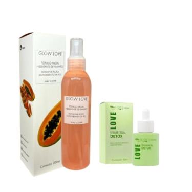 Imagem de Max Love Glow Love Tônico Facial de Mamão 200ml com Sérum Detox Facial, Kit de Limpeza Profunda Antioxidante para Peles Mistas e Oleosas