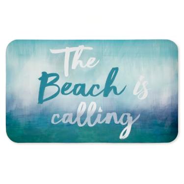 Imagem de Beach Is Calling Tapete antifadiga antifadiga, tapete ergonômico acolchoado para cozinha e pé com suporte antiderrapante, tapete de conforto ecológico, design por Lula Bijoux & Co., 76 cm x 45 cm