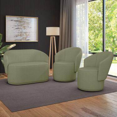 Imagem de Namoradeira E 2 Poltronas Orgânica Para Sala Malu Bouclê Pistache M11 - D'rossi