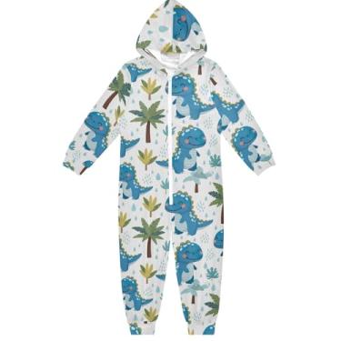 Imagem de Lindo macacão infantil unissex com árvore de dinossauros azuis, novidade confortável para meninos e meninas, roupas de casa 5-6 anos, Linda árvore de dinossauros azuis, 9-11 Years