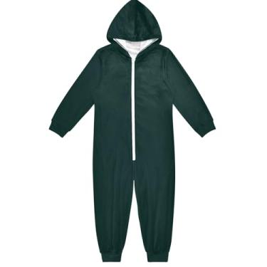 Imagem de Macacão infantil laranja queimado para cosplay de férias macacão macio de uma peça roupas para casa meninos meninas, 5-14 anos, Preto, verde, 13-14 Anos