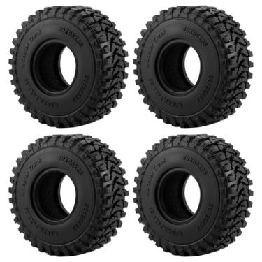 Imagem de JGGZONE 4PCS 1.55" Soft Rubber Wheel Tires 1.55 inch Mud Wheel Tyre All Terrain Crawler Rubber Tires with Foam Insert for 1/10 RC Crawler Car Axial 90069 TF2 D90 CC01 LC70 Tamiya MST JIMNY UTB18
