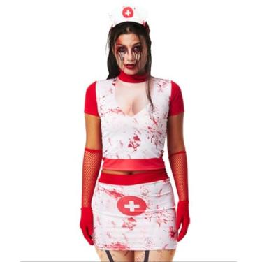Imagem de Fantasia Zumbi Feminina Enfermeira Adulta de Halloween