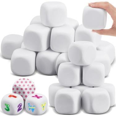 Imagem de Deekin 25 Pcs Back to School White Blank Dice EVA Foam Dice Graffiti Foam Blocks for Crafting Game Counting Creative Painting Modeling Art Project Floral Arrangements Party Supplies (2.5 Inch)