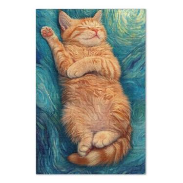 Imagem de Orange Cat Blue 1000 Piece Puzzle for Adults Challenging Jigsaw Puzzles Suitable for Game Nights