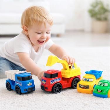 Imagem de Kit 4 Carrinhos Infantil Caminhão Brinquedo Praia