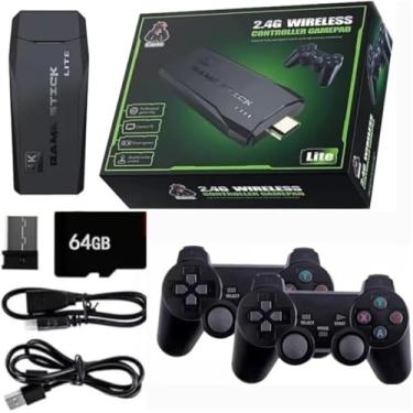 Imagem de Vídeo Game Retrô Game Stick Lite 4k Hdmi 64gb 20.000 Mil Jogos Com 2 Controles Sem Fio R&R