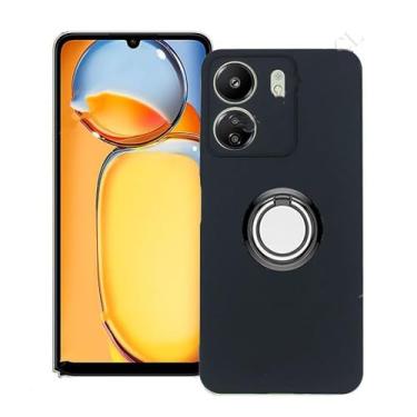 Imagem de Capa de celular com suporte de anel traseiro em TPU e silicone macio para Xiaomi Poco C65 Redmi 13C 23100RN82L 2310FPCA4G, compatível com Redmi 13C 4G. Cor: Preta.