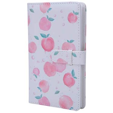 Imagem de Cryfokt Álbum de Fotos Elegante Padrão Pêssego 3 Polegadas 96 Bolsos Capa de Couro PU para Mini8/9/7s/25/70/90 Fotos de Câmera Adequadas para Colecionadores de Memórias, Design Pequeno e Compacto