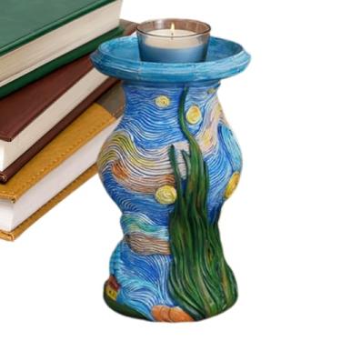 Imagem de Suporte para Vela de Chá,Decoração Resina Artesanato para Casa | Castical Alto - para Sala de Estar Sala de Jantar Patio Festas Casamento Natal Decoracao Rustica Interior e Exterior