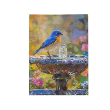 Imagem de Pássaro azul pequeno jardim exterior bandeira 30,5 x 45,7 cm bandeira decorativa dupla face vertical para exterior