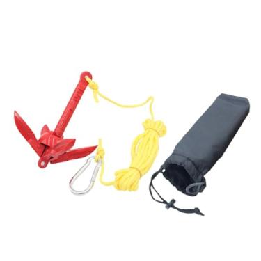 Imagem de harayaa Âncora para caiaque com corda de reboque de 5 m e bolsa de transporte, âncora dobrável de 0,7 kg para veleiros.