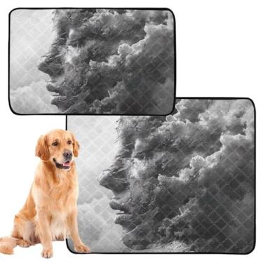 Imagem de TSENQUE Pintura de perfil de arte moderna, lavável, almofadas de xixi para cães, animais de estimação, tapete para gatos e filhotes, tapete absorvente à prova d'água para caixa de cachorro, pequeno x