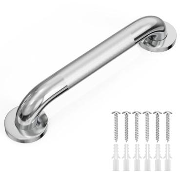 Imagem de TENOVEL Barra de apoio resistente de 61 cm, corrimão de aço inoxidável 304, capacidade de carga segura de 500 bl, barras de apoio texturizadas adequadas para banheiros, escadas, corredores