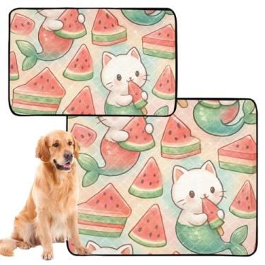 Imagem de Almofadas de xixi para cães, lavável, impermeável, cercadinho de cachorro fofo, comida de melancia, sobremesas, gatos, animais de estimação, reutilizáveis, absorventes e almofadas de treinamento para