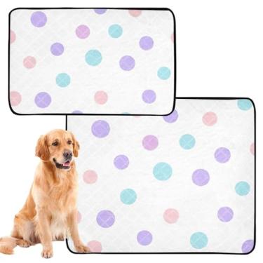 Imagem de TSENQUE Almofadas de xixi laváveis para cães, cores pastel, bolinhas brancas, reutilizáveis, tapete impermeável para cachorros, tapete absorvente, pequeno x pacote com 3
