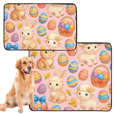 Imagem de TSENQUE Almofadas de xixi laváveis fofas coelhinhos da Páscoa rosa almofada reutilizável para animais de estimação, tapete de gaiola de cachorro fofo, impermeável, absorvente para cães, pequeno x