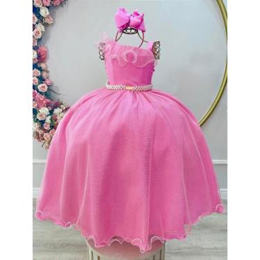 Imagem de Vestido Infantil Longo Rosa Chiclete Luxo para Formaturas e Daminhas d