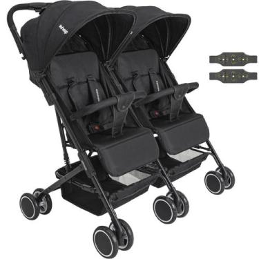 Imagem de Carrinho Kiddo para Gemeos Duplo Mascote Preto