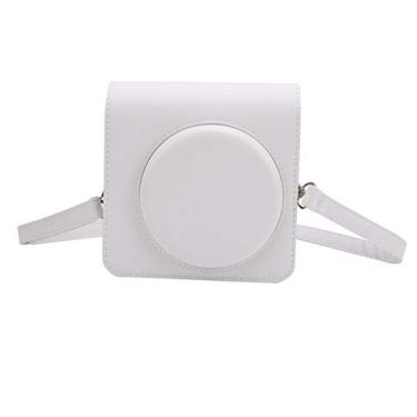 Imagem de GLOGLOW e Acessórios SQUARE SQ1, Bolsa de Ombro Protetora de Couro PU, Alça Ajustável, Estojo de Câmera Resistente a Arranhões para Nan (Branco)