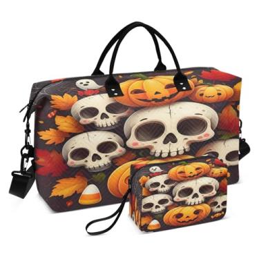 Imagem de CEBUGI Linda bolsa esportiva acolchoada com caveiras para mulheres, grande, bolsa de viagem de fim de semana, bolsas hospitalares para trabalho de parto e parto