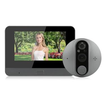 Imagem de Semme Visualizador de Porta Inteligente WiFi de 4,3 Polegadas 720P HD, Câmera de Segurança de Visão Noturna Com Intercomunicador de 2 Vias Com Detecção de Movimento PIR e Acesso