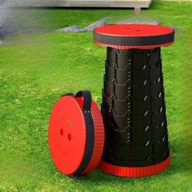 Imagem de Banqueta Banco Retrátil Portátil com AlçaTelescópica Banquinho Dobrável Ajustável Pesca Camping Caminhada(01-vermelho)