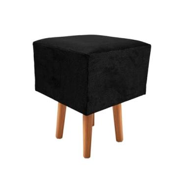 Imagem de Banqueta Estofada Moderna com Pés de Madeira, Design Quadrado, Disponível em Rosa, Laranja, Preto e Vermelho (Preto)