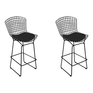 Imagem de Kit 2 Banquetas Bertoia Preta D60 Com Assento Preto