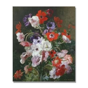 Imagem de Arte floral vintage natureza morta, pintura botânica clássica, decoração de casa quente para sala de estar e sala de jantar. B27. Tela somente 60 x 72 cm - 23,6 x 28,3 pol