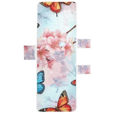 Imagem de Borboletas vibrantes flores de cerejeira espreguiçadeira capas de cadeira toalha de piscina lounge toalha de praia engraçada espreguiçadeira de praia 85 x 76 centímetros