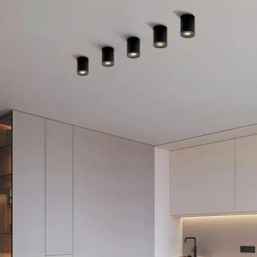 Imagem de Kit 2 Spot Sobrepor Redondo Direcionável Preto + Lampada LED Dicróica 4000K Branco-Neutro 6,5W Bocal Mr16 Gu10