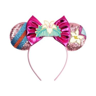 Imagem de Tiara De Cabelo Infantil Com Laço De Flores Magnólia E Lantejoulas Do 