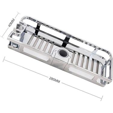 Imagem de Suporte de Barra Chuveiro Multifuncional Prateleira para Banheiro com Design Junta Engate Fácil Limpar e Instalar Erosão- ABS Alumínio Espacial Buraco