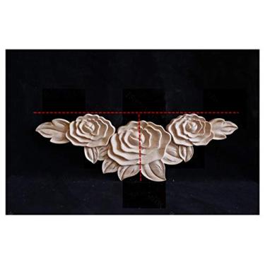 Imagem de Moldagem de madeira de guarnição decorativa para mobiliário doméstico, madeira maciça apliqueira inlay imperintado Decalques da porta de mobília, escultura de madeira sobreposições para móveis(E,2PCS)