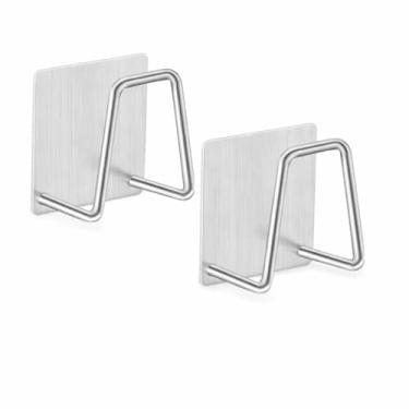 Imagem de Kit com 2 Suporte de Esponja Gancho Pia Aço Inox Louça Cozinha Inoxidável Suporte para Sabonete Pia de Cozinha Adesivo para Bucha.