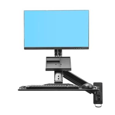 Imagem de BEGWVDJTP D32 Suporte para monitor de bancada de trabalho de uso duplo, equipamento industrial montado na parede, adequado para 48 a 68 cm