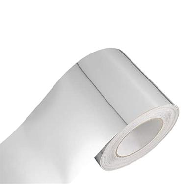 Imagem de Faixa de borda de parede autoadesiva de 5 metros, decoração de borda de parede, painéis de parede de PVC, borda de teto, moldura de porta, linha de cintura, decoração de interiores (prata brilhante, 8