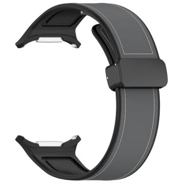 Imagem de EKSIL Pulseira de couro de silicone para Samsung Watch 7 Ultra, fivela magnética, esportiva, pulseira de relógio de laço macio para Galaxy Watch 7 de 47 mm, Watch 7 Ultra, Ágata