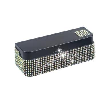 Imagem de SANMLX Porta-moedas Bling para carro, 4 compartimentos, organizador de carro com strass, compatível com quarto, níquel, centavos, centavos, organizador universal de moedas para carro, caminhão, SUV