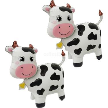 Imagem de Conjunto de balões de vaca com 2 peças de balões de vaca Mylar para crianças tema animal de fazenda decorações de aniversário vaqueira cowboy rodeio artigos de festa