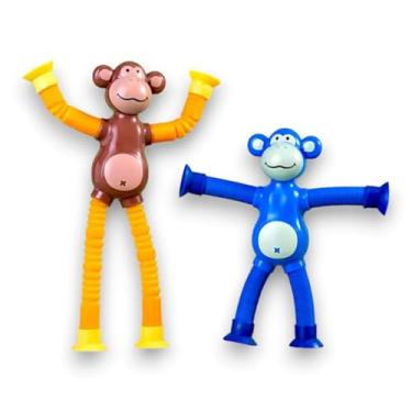 Imagem de Tubo Pop Macaquinho Flexível com LED, Brinquedo Sensorial Articulado, Estica e Dobra, Acende com Movimento