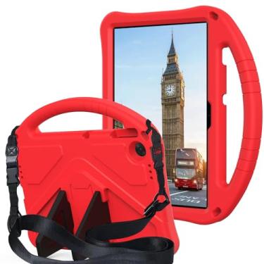 Imagem de QYiiD Capa infantil para Lenovo Tab M10 3ª geração 25.7 cm 2022 (TB-326FU/TB-328XU), capa protetora de EVA infantil à prova de choque com alça de suporte, alça de ombro, suporte, vermelho