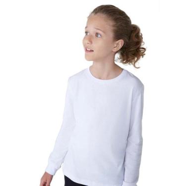 Imagem de Camiseta Básica Infantil Unissex Manga Longa Hering Kids, Branco, 004