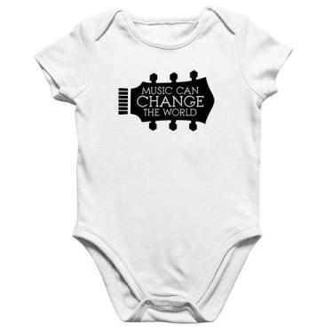 Imagem de Body Bebê Algodão Music Can Change The World - Foca na Moda, Branco, G