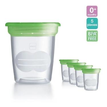 Imagem de Kit 5 Potes com Tampa de Armazenar Leite Materno 120ml  MAM