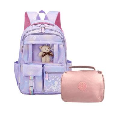 Imagem de Mochila Escolar Menina 3D Juvenil Chaveiro de Ursinho Alça Costa Acolc